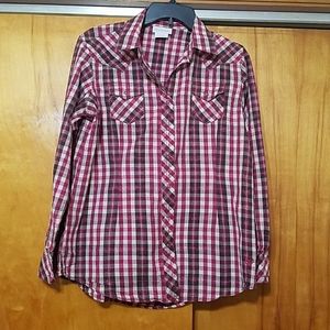 Ariat Ladies Plaid Snap Button Down Sz L
